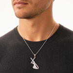 Sterling Silver St. Andrew Cross Pendant - Model Shot