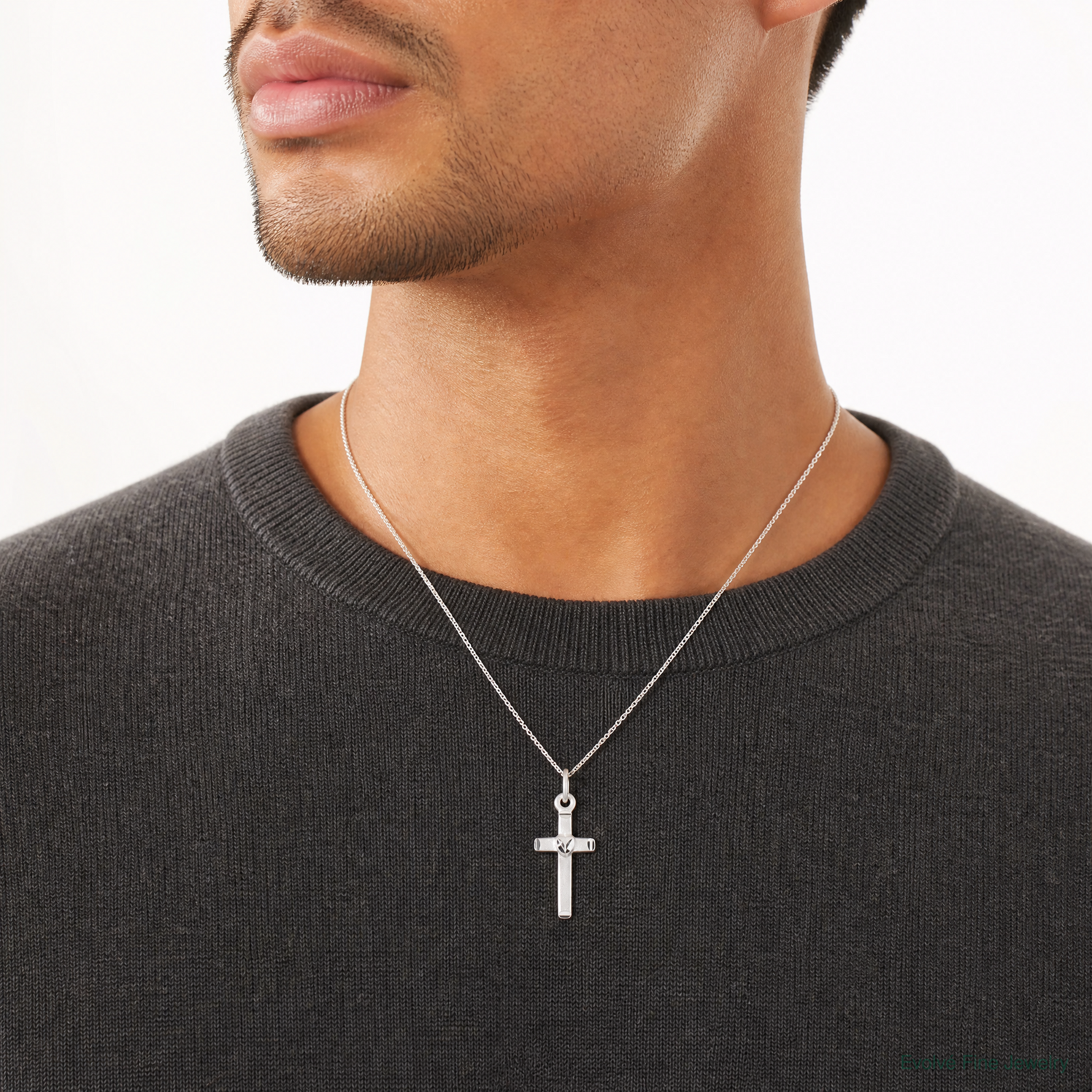 Sterling Silver Latin Cross Pendant - Model Shot