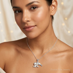 Sterling Silver Manatee with Baby Charm - Model Shot