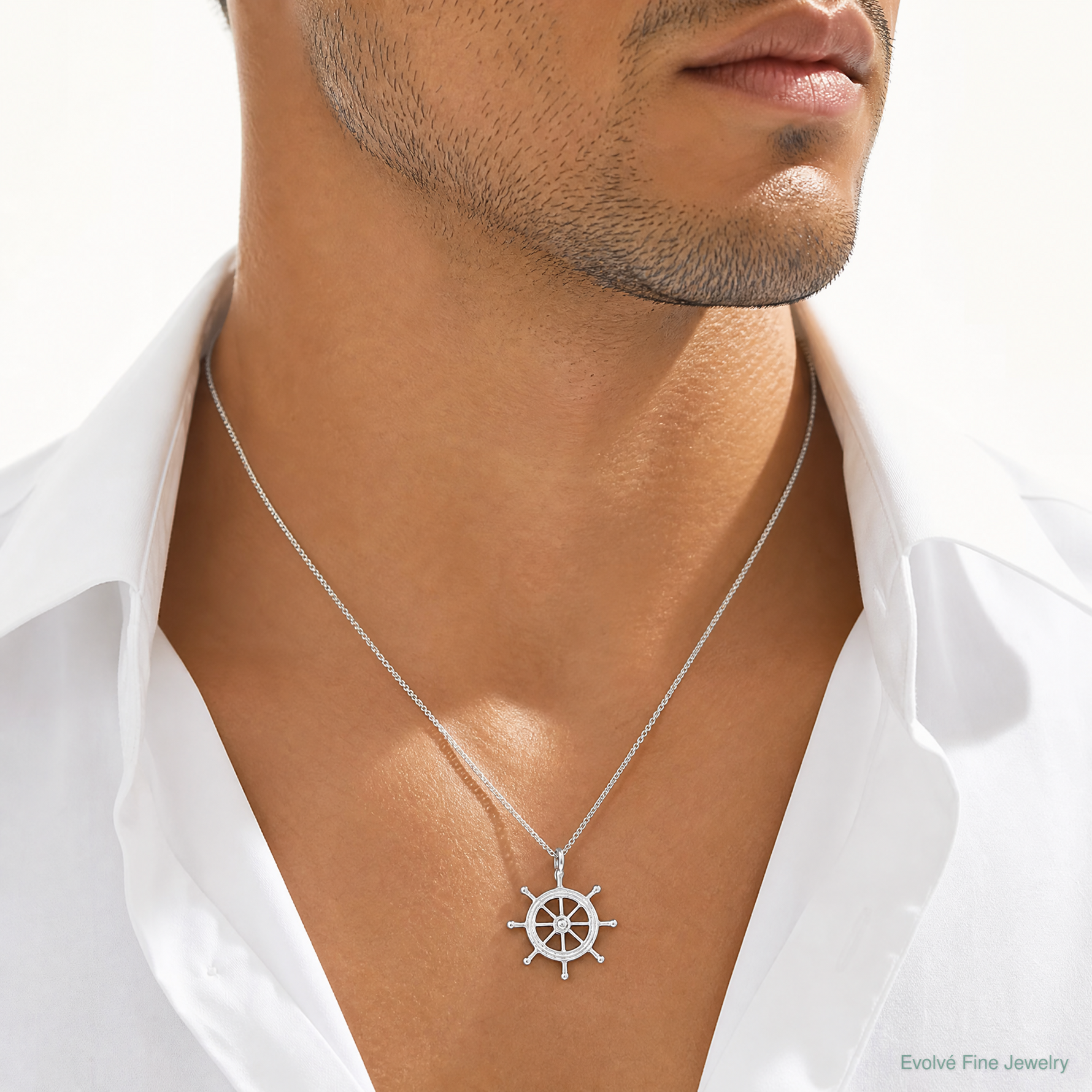 Sterling Silver Boat Wheel Charm - Model Shot
