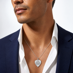 SS Rh-plt Happy Anniversary Polished Front/Satin Back Disc Charm - Model Shot