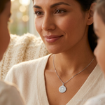 Sterling Silver Rhodium-plated Special Mom Disc Charm - Model Shot