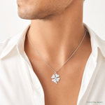 Sterling Silver Rhodium-plated 4-leaf Clover Polished Disc Charm - Model Shot