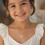 Sterling Silver Rhodium-plated Baptism Disc Charm - Model Shot