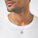 Sterling Silver Rhodium-plated Jesus Loves Me Disc Charm - Model Shot