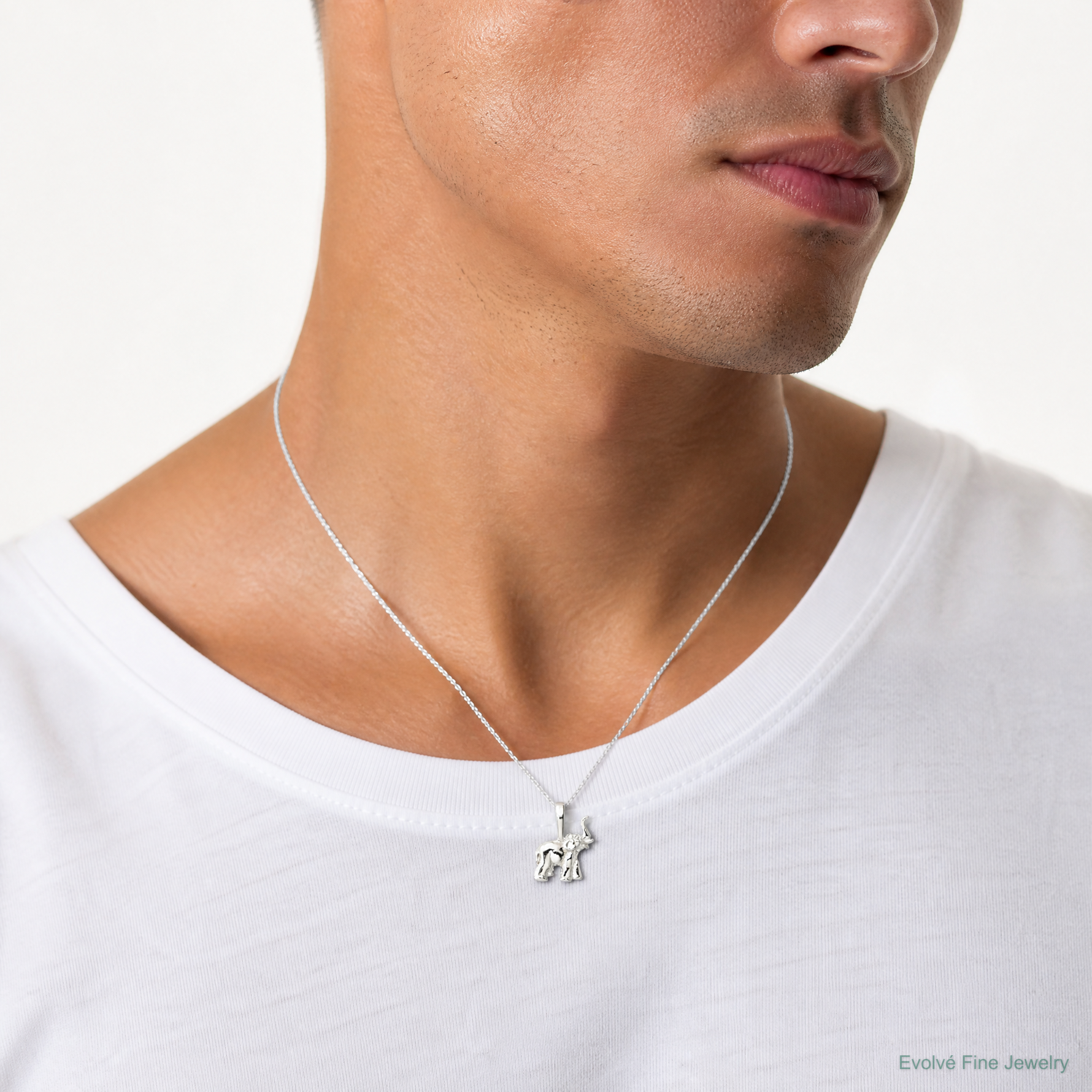 Sterling Silver Elephant Charm - Model Shot