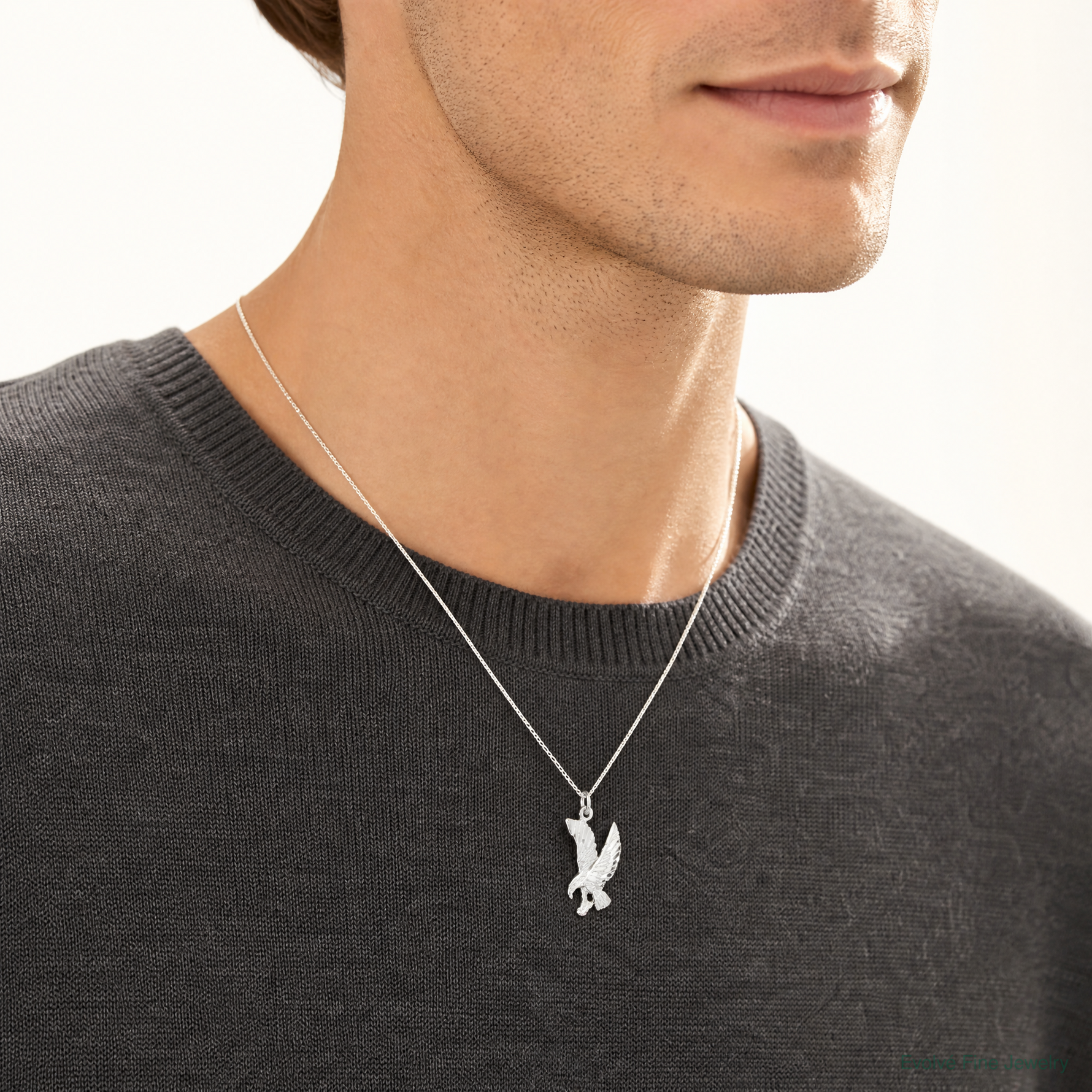 Sterling Silver Eagle Charm - Model Shot