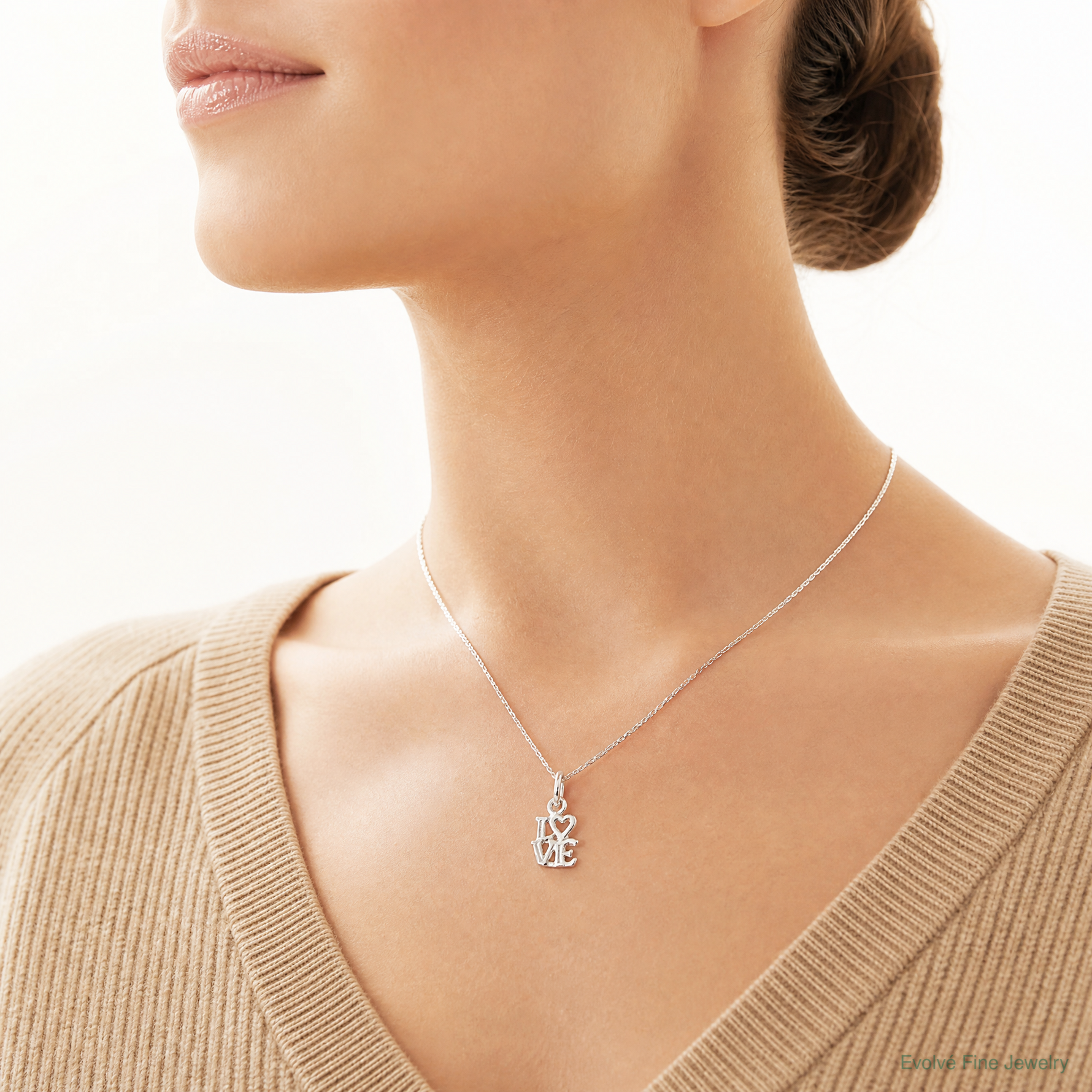 Sterling Silver Love Charm - Model Shot