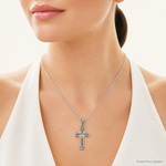Sterling Silver Antiqued Cross Pendant - Model Shot