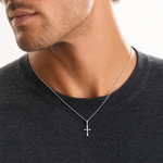 Sterling Silver Budded Cross Charm - Model Shot
