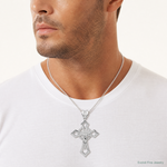 Sterling Silver Rhodium-plated CZ Crucifix Pendant - Model Shot