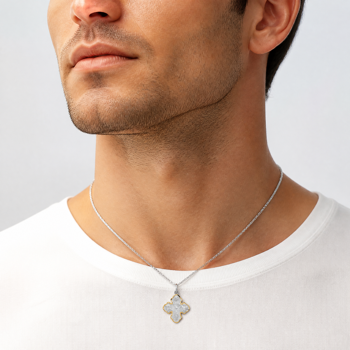 Sterling Silver Platinum-plated & Vermeil 4-way Medal - Model Shot