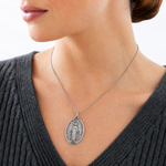 Sterling Silver Antiqued Miraculous Medal - Model Shot