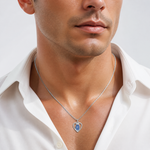 Sterling Silver Platinum-plated Miraculous Heart Medal - Model Shot