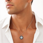 Sterling Silver Platinum-plated Enameled St. Christopher Medal - Model Shot