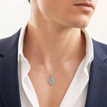Sterling Silver Antiqued St. Christopher Medal - Model Shot