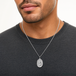 Sterling Silver Platinum-plated St. Christopher Medal - Model Shot