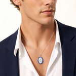 Sterling Silver Platinum-plated Enameled St. Christopher Medal - Model Shot