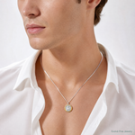 Sterling Silver Platinum-plated Saint Jude Thaddeus Medal - Model Shot