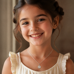 Sterling Silver Antiqued Baptism Medal - Model Shot