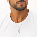 Sterling Silver Platinum-plated Ichthus Fish Charm - Model Shot