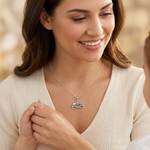 Sterling Silver Antiqued Mom Charm - Model Shot
