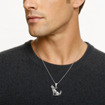 Sterling Silver Antiqued Wolf Charm - Model Shot