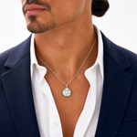 Sterling Silver Antiqued Soccer Ball Pendant - Model Shot