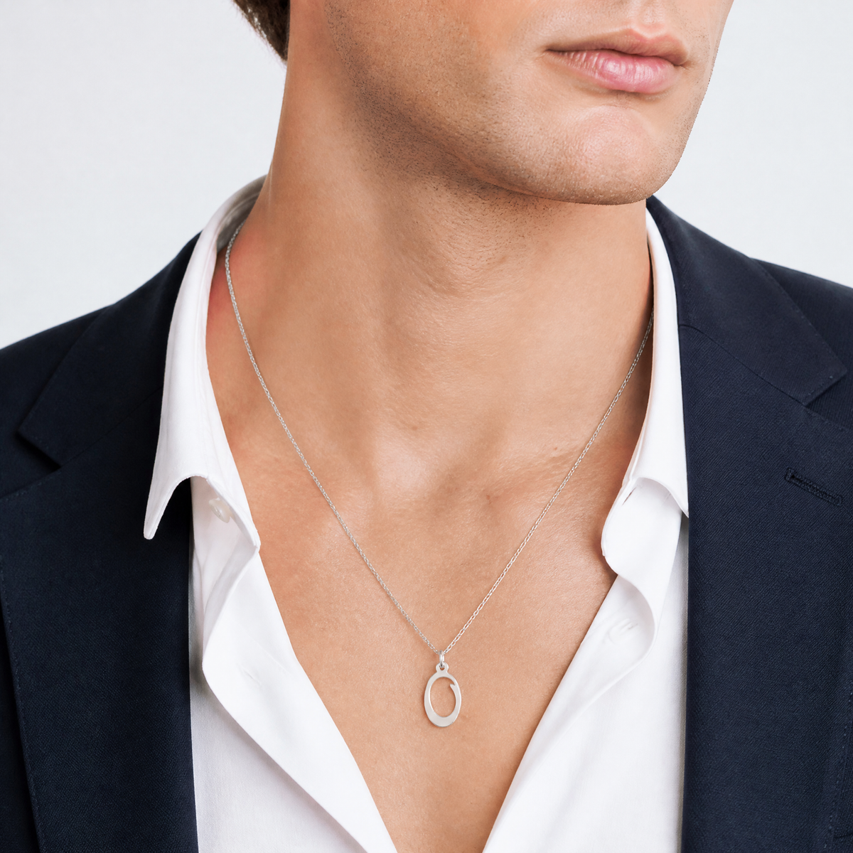 Sterling Silver Rhodium-plated Stamped Letter O Initial Charm - Model Shot