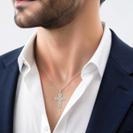 Sterling Silver Rhodium-plated Filigree Cross Charm - Model Shot