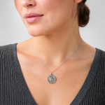 Sterling Silver Antiqued Queen of the Holy Scapular Medal - Model Shot