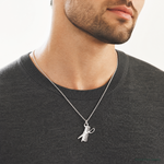 Sterling Silver Rhodium-plated Comb & Scissor Charm - Model Shot
