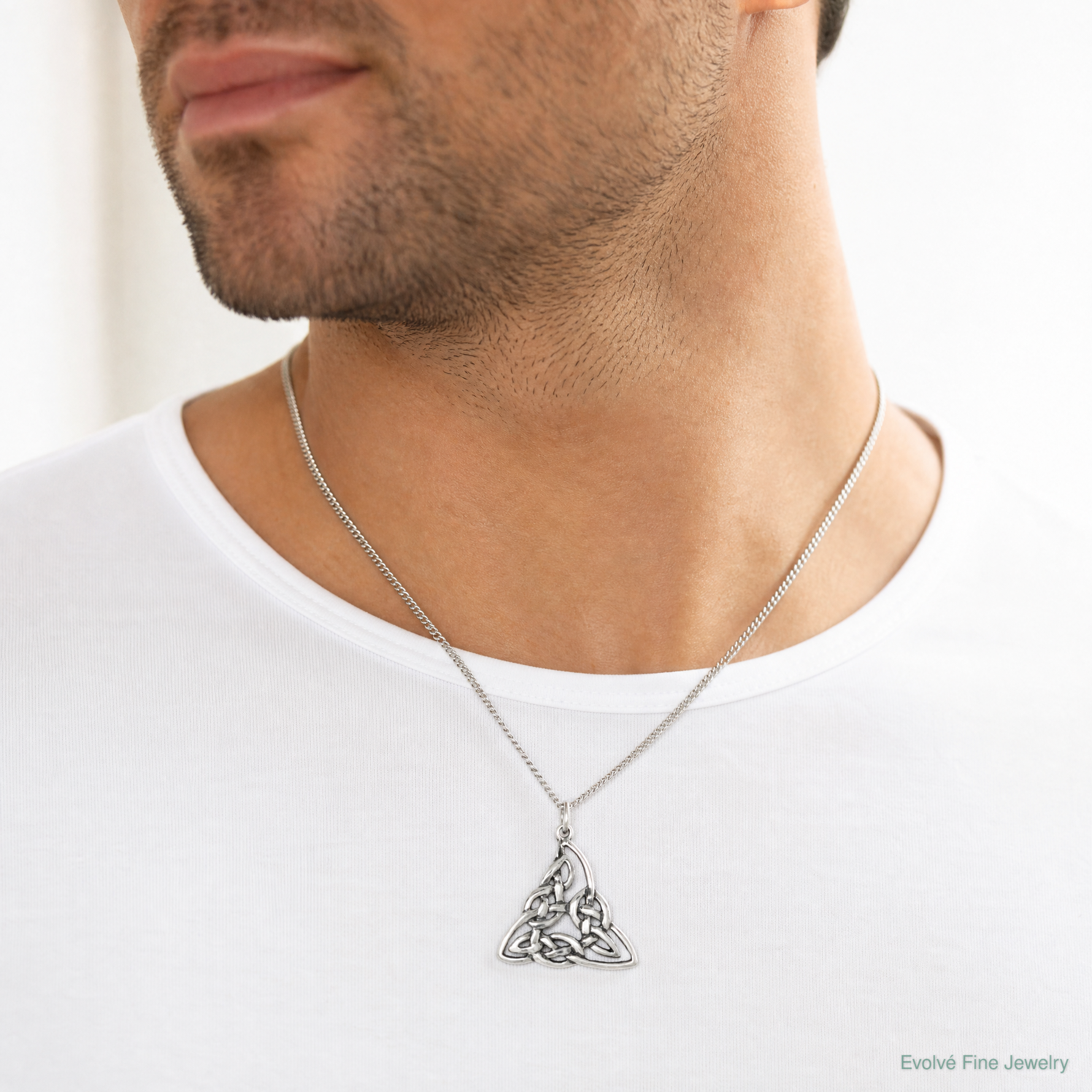 Sterling Silver Antiqued Celtic Charm - Model Shot