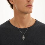 Sterling Silver Antiqued Crane in Oval Frame Charm - Model Shot