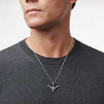 Sterling Silver Bull with Horns Pendant - Model Shot