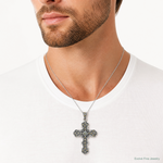 Sterling Silver Antiqued Marcasite Cross Pendant - Model Shot