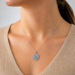 Sterling Silver Antiqued Holy Trinity Medal - Model Shot