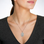 Sterling Silver Antiqued Sacred Heart of Jesus Medal - Model Shot