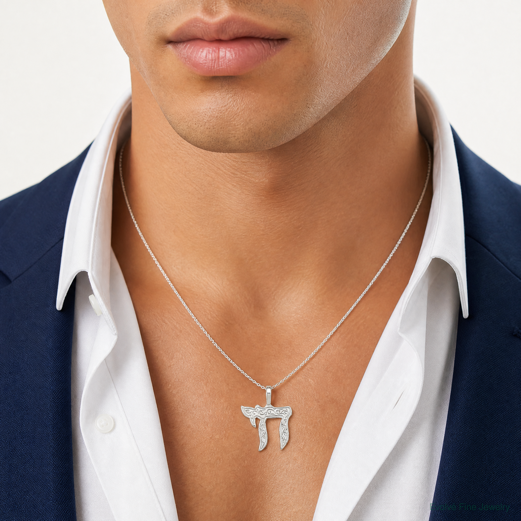 Sterling Silver Chai Pendant - Model Shot