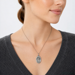 Sterling Silver Antiqued Our Lady of Mount Carmel Medal - Model Shot