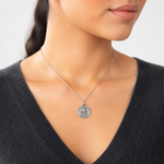 Sterling Silver Antiqued Sacred Heart of Mary Medal - Model Shot