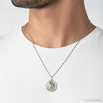 Sterling Silver Antiqued Our Lady of the Holy Scapular Medal - Model Shot