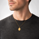 24k Gold-plated Sterling Silver Saint Christopher Medal - Model Shot