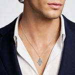 Sterling Silver Antiqued Reversible 4-way Medal - Model Shot