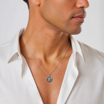Sterling Silver Antiqued Holy Spirit Medal - Model Shot