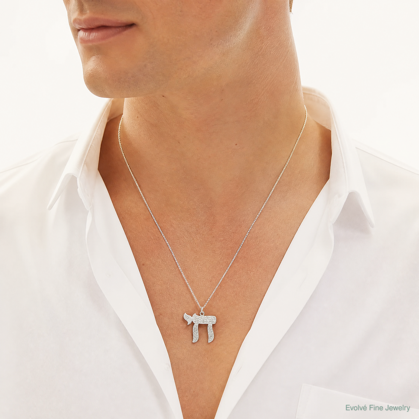 Sterling Silver Chai Pendant - Model Shot