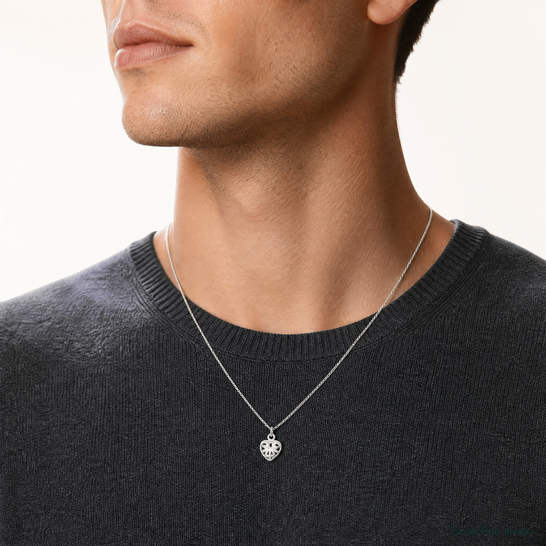 Sterling Silver Heart Charm - Model Shot