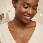 Sterling Silver Mom in Heart Pendant - Model Shot