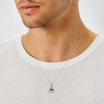 Sterling Silver Rhodium-plated CZ and Enameled Christmas Tree Pendant - Model Shot
