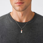 Sterling Silver Rhodium-plated CZ Enameled Snowman Charm - Model Shot